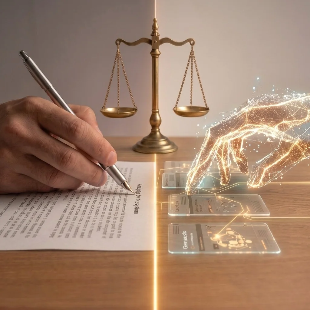 Balanza y documento firmado